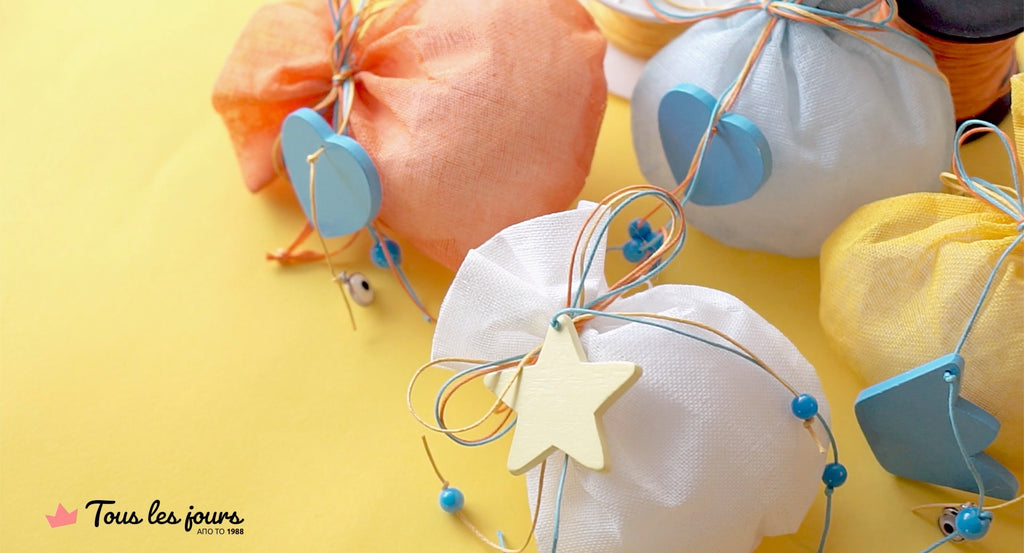 DIY – Πολύχρωμες μπομπονιέρες για αγόρι σε χρώματα πορτοκαλί - κίτρινο - γαλάζιο και λευκό!