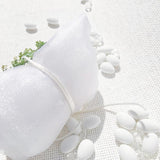 Μπομπονιέρα γάμου λευκό ιριζέ πουγκί με στεφανάκι και φιoγκάκι