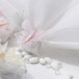 Μπομπονιέρα γάμου λευκή γάζα με φιόγκο οργαντίνας και πεταλούδες με παγιέτα