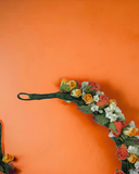 Νυφικό χειροποίητο στεφάνι με πορτοκαλί τριανταφυλλάκια για τα μαλλιά