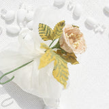 Μπομπονιέρα γάμου ιβουάρ ιριδίζον πουγκί με χάρτινη ανεμώνη