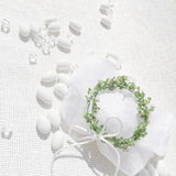 Μπομπονιέρα γάμου λευκό ιριζέ πουγκί με στεφανάκι και φιoγκάκι