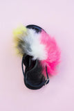 Σανδάλια με γούνα faux fur sandals mother and daughter