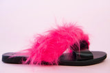 Σανδάλια με γούνα faux fur sandals mother and daughter