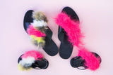 Σανδάλια με γούνα faux fur sandals