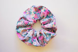 Scrunchies floral λιλά βαμβακερό