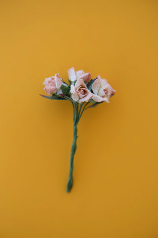 Μπουκετάκι τριαντάφυλλο σομόν - πορτοκαλί