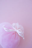 Πουγκί οργαντίνα με κορδέλα μίνι σε ροζ χρώμα